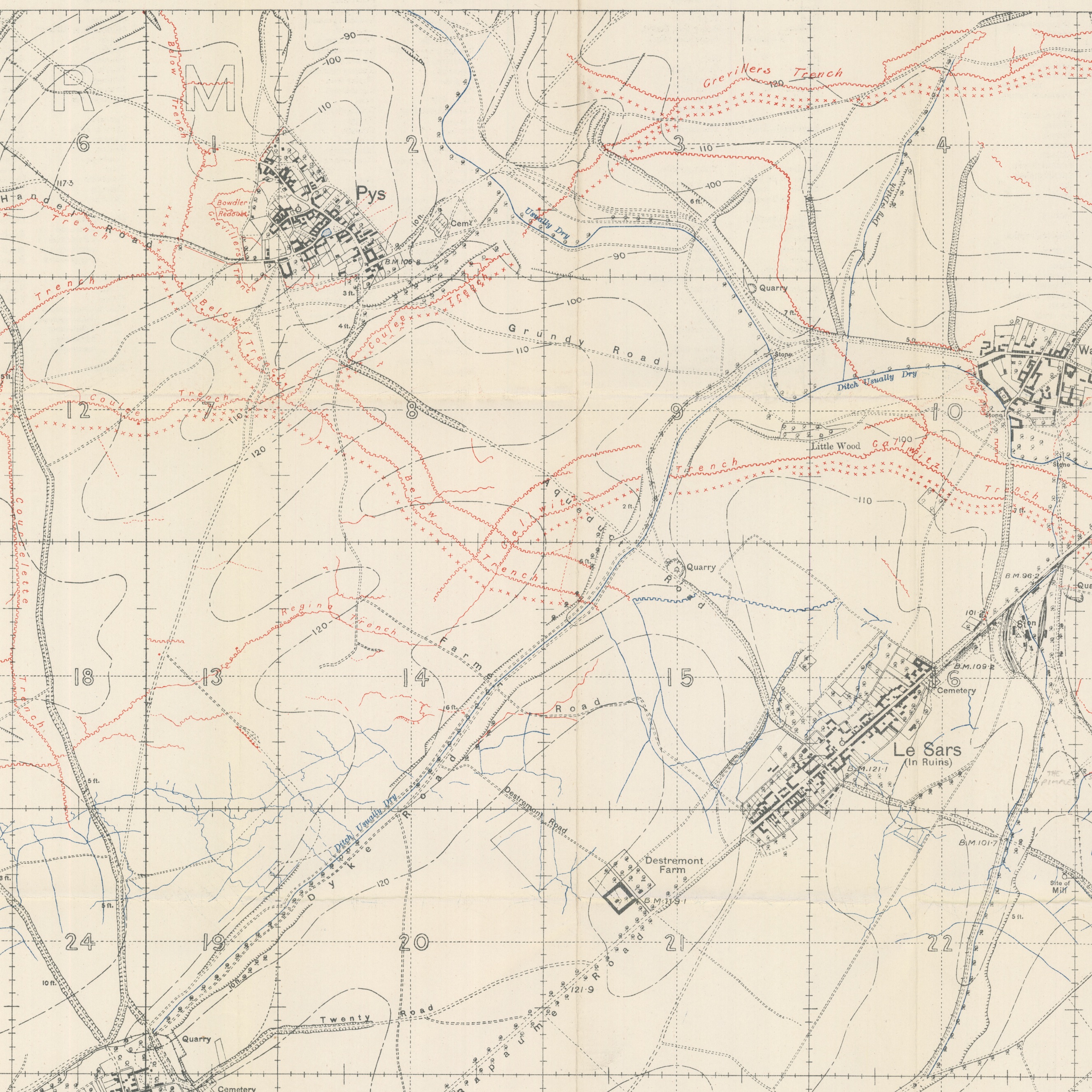 Military map showing
the Quadrilateral