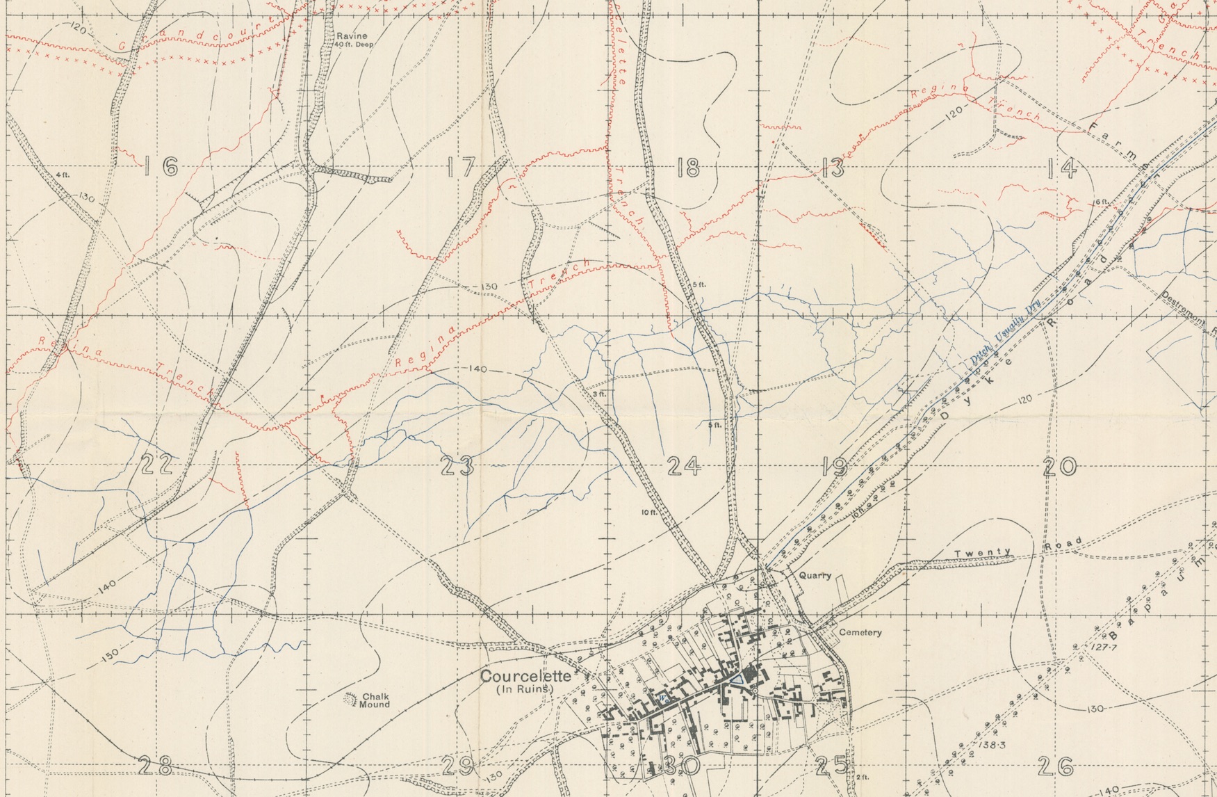 Military map showing
Regina Trench
