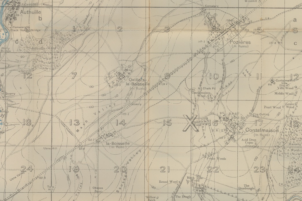 Military map showing Tara Hill, and grid squares X9 and
X11.